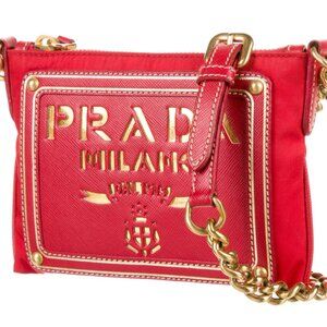 Prada Saffiano-Trimmed Tessuto Logo Crossbody Bag